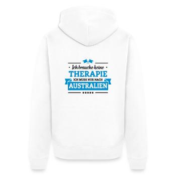Nur nach Australien - Unisex Premium Bio Zip Hoodie - Weiß - Hinten - Thijin (182cm)