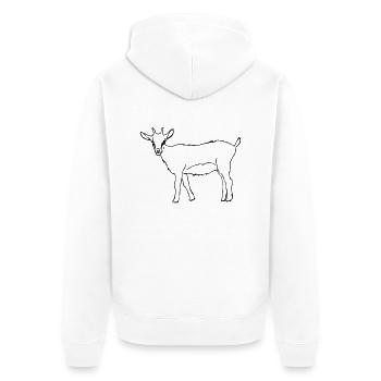 Ziege - Unisex Premium Bio Zip Hoodie - Weiß - Hinten - Thijin (182cm)