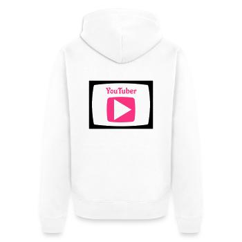 YouTuber - Unisex Premium Bio Zip Hoodie - Weiß - Hinten - Thijin (182cm)