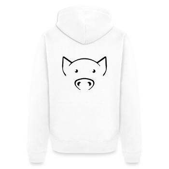 Schwein Pig - Unisex Premium Bio Zip Hoodie - Weiß - Hinten - Thijin (182cm)