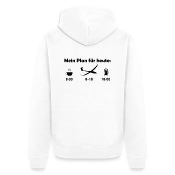 Mein Plan für heute: Segelfliegen Geschenk - Unisex Premium Bio Zip Hoodie - Weiß - Hinten - Thijin (182cm)