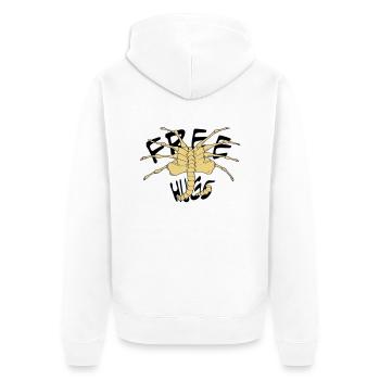 free_huggs - Unisex Premium Bio Zip Hoodie - Weiß - Hinten - Thijin (182cm)