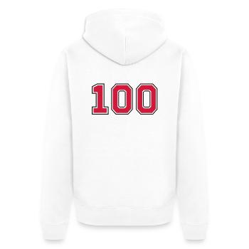 100__f2 - Unisex Premium Bio Zip Hoodie - Weiß - Hinten - Thijin (182cm)