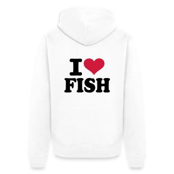 I love Fish - Unisex Premium Organic Zip Hoodie - white - Back - Thijin (182cm)