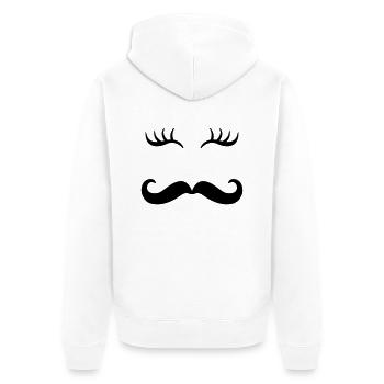 Moustache et cils - Veste à capuche bio Premium Unisexe - blanc - Dos - Thijin (182cm)