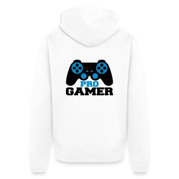 Pro Gamer Logo - Unisex Premium Bio Zip Hoodie - Weiß - Hinten - Thijin (182cm)