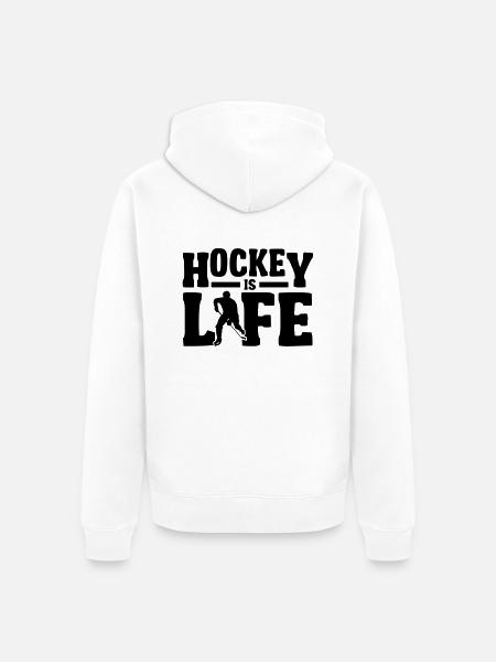 Hockey is Life - Unisex Premium Bio Zip Hoodie - Weiß