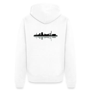 Skyline Dortmund Schatten - Unisex Premium Bio Zip Hoodie - Weiß - Hinten - Thijin (182cm)