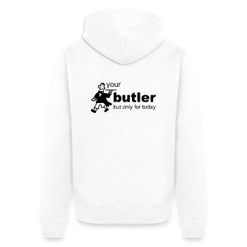 Butler - Unisex Premium Bio Zip Hoodie - Weiß - Hinten - Thijin (182cm)