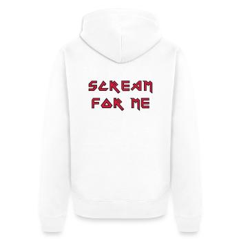Scream for me! - Unisex Premium Bio Zip Hoodie - Weiß - Hinten - Thijin (182cm)