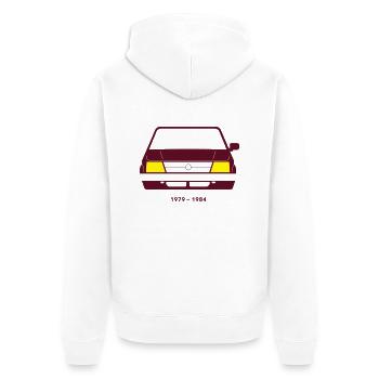 Kadett D 1979 - 1984 - Unisex Premium Bio Zip Hoodie - Weiß - Hinten - Thijin (182cm)
