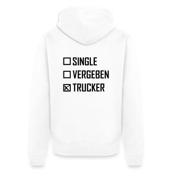singel vergeben trucker - Unisex Premium Bio Zip Hoodie - Weiß - Hinten - Thijin (182cm)