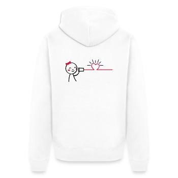 love tin can telephone couple shirt - girl - Unisex Premium Bio Zip Hoodie - Weiß - Hinten - Thijin (182cm)