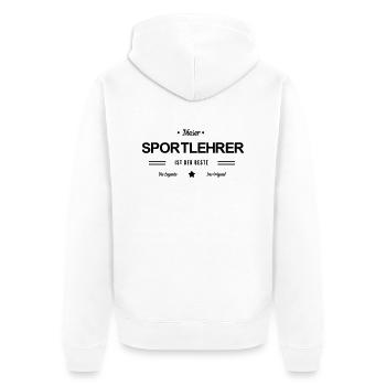 Bester Sportlehrer - Unisex Premium Bio Zip Hoodie - Weiß - Hinten - Thijin (182cm)
