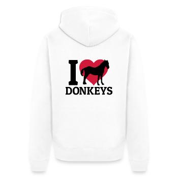 I love donkeys - Unisex Premium Bio Zip Hoodie - Weiß - Hinten - Thijin (182cm)