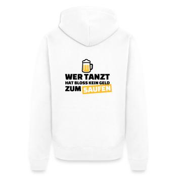 Saufen - Unisex Premium Bio Zip Hoodie - Weiß - Hinten - Thijin (182cm)