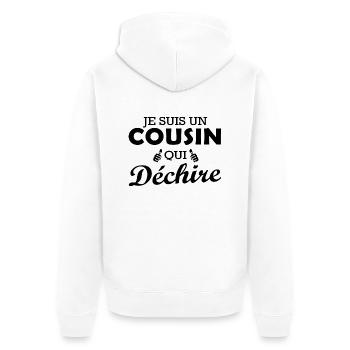 Je suis un cousin qui déchire - Veste à capuche bio Premium Unisexe - blanc - Dos - Thijin (182cm)