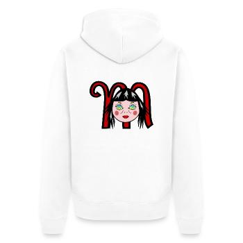 Manga Girl - Unisex Premium Bio Zip Hoodie - Weiß - Hinten - Thijin (182cm)