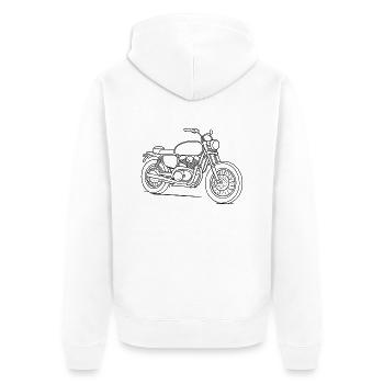 Motorrad - Unisex Premium Bio Zip Hoodie - Weiß - Hinten - Thijin (182cm)