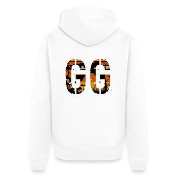 Good Game GG - Unisex Premium Organic Zip Hoodie - white - Back - Thijin (182cm)