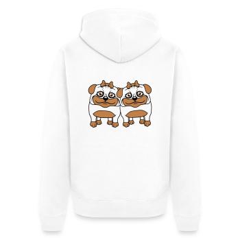 2 chiens carlin filles femmes petites amies équipe filles - Veste à capuche bio Premium Unisexe - blanc - Dos - Thijin (182cm)