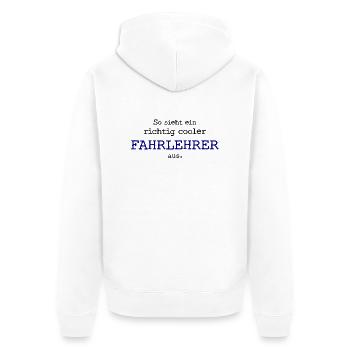 So sieht ein richtig cooler Fahrlehrer aus. - Unisex Premium Bio Zip Hoodie - Weiß - Hinten - Thijin (182cm)
