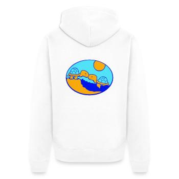 2 Schildkröten Strand Pärchen Verliebt küssen Meer - Unisex Premium Bio Zip Hoodie - Weiß - Hinten - Thijin (182cm)