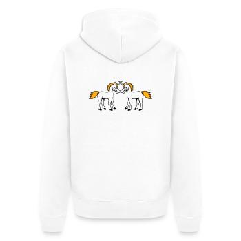 2 Einhörner Kampf Böse Wütend Angriff Duell Team - Unisex Premium Bio Zip Hoodie - Weiß - Hinten - Thijin (182cm)