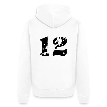 12 - Unisex Premium Bio Zip Hoodie - Weiß - Hinten - Thijin (182cm)