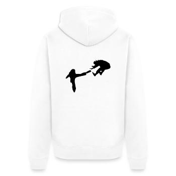 Kampf - Unisex Premium Bio Zip Hoodie - Weiß - Hinten - Thijin (182cm)