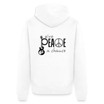 give_ peace_a_chance - Unisex Premium Bio Zip Hoodie - Weiß - Hinten - Thijin (182cm)