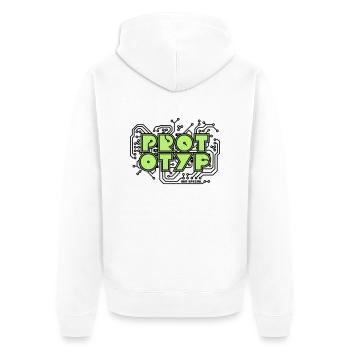 Prototyp - iAM Special 1c - Unisex Premium Bio Zip Hoodie - Weiß - Hinten - Thijin (182cm)
