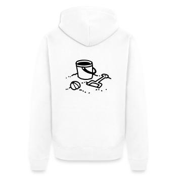 Sandkasten - Strand - Line - Unisex Premium Bio Zip Hoodie - Weiß - Hinten - Thijin (182cm)