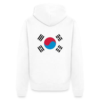 South Korea - Unisex Premium Organic Zip Hoodie - white - Back - Thijin (182cm)