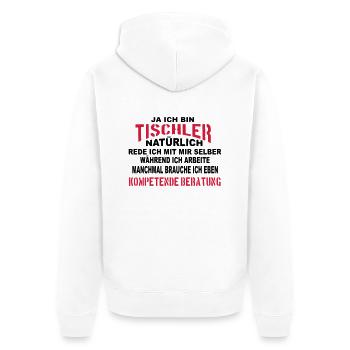 Tischler Beratung - Unisex Premium Bio Zip Hoodie - Weiß - Hinten - Thijin (182cm)