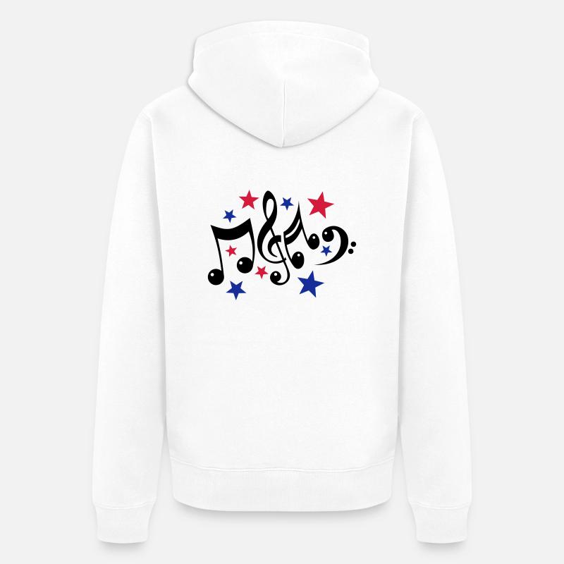Noten und Sterne 3c - Unisex Premium Bio Zip Hoodie - Weiß