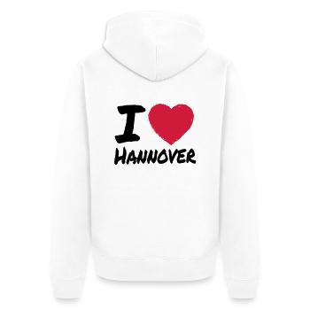 I Love Hannover - Unisex Premium Bio Zip Hoodie - Weiß - Hinten - Thijin (182cm)