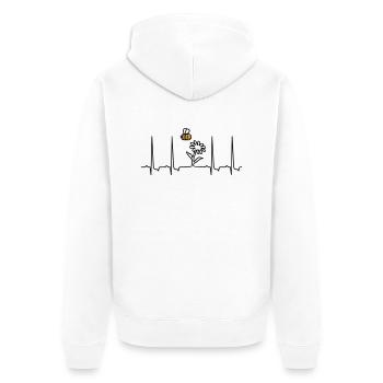 mein Herz schlägt für Blumen / beat 4 flowers 'n - Unisex Premium Bio Zip Hoodie - Weiß - Hinten - Thijin (182cm)