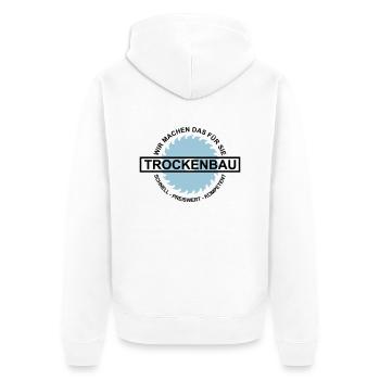 Trockenbau - Unisex Premium Bio Zip Hoodie - Weiß - Hinten - Thijin (182cm)