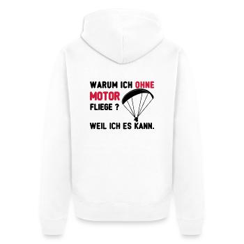 ohne motor paragliding - Unisex Premium Bio Zip Hoodie - Weiß - Hinten - Thijin (182cm)