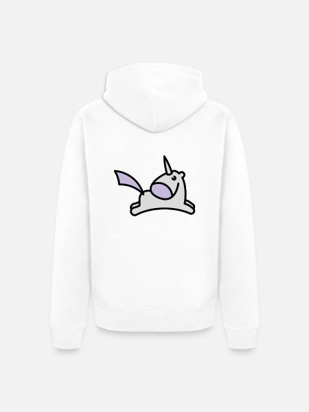 springendes Süßes Einhorn - Unisex Premium Bio Zip Hoodie - Weiß
