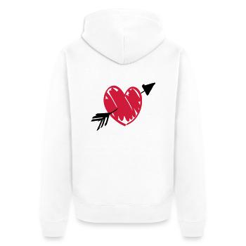 Herz Pfeil - Unisex Premium Bio Zip Hoodie - Weiß - Hinten - Thijin (182cm)
