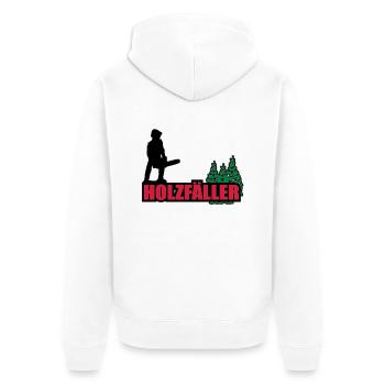 holzfäller - Unisex Premium Bio Zip Hoodie - Weiß - Hinten - Thijin (182cm)