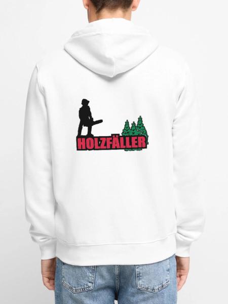 holzfäller - Unisex Premium Bio Zip Hoodie - Weiß - Hinten - Thijin (182cm)