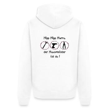 hausmeister - Unisex Premium Bio Zip Hoodie - Weiß - Hinten - Thijin (182cm)