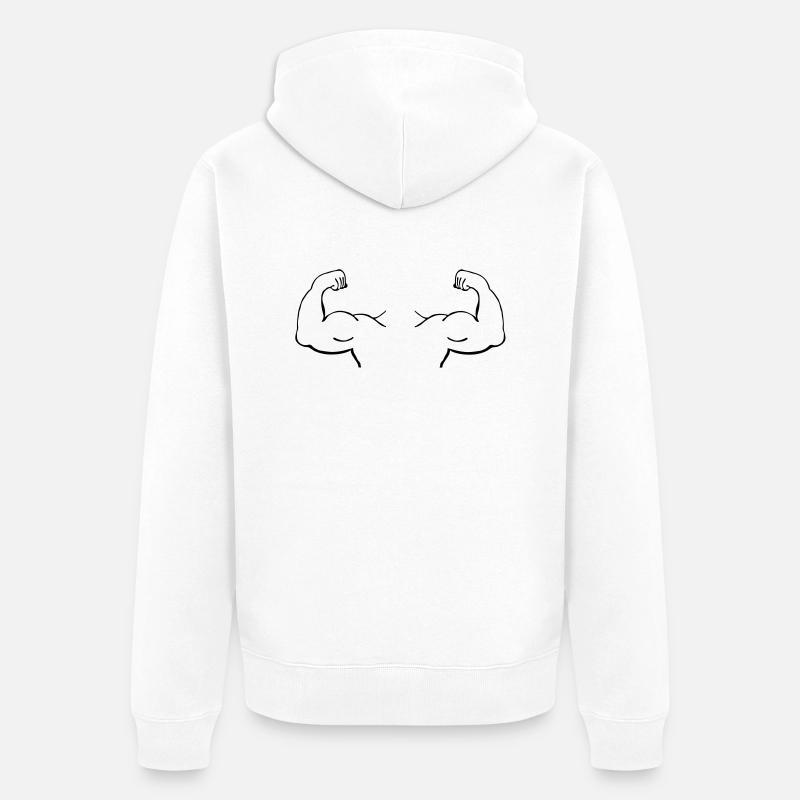 muscles_3_m1 - Veste à capuche bio Premium Unisexe - blanc