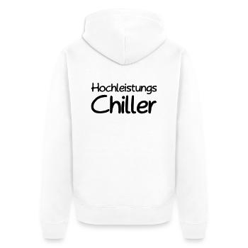 Hochleistungs Chiller - Unisex Premium Bio Zip Hoodie - Weiß - Hinten - Thijin (182cm)