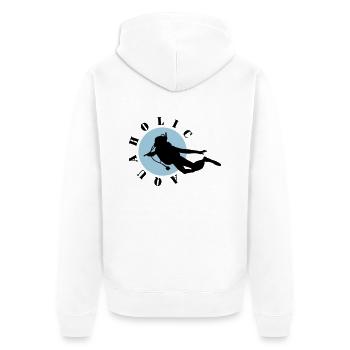 Diving: Aquaholic - Unisex Premium Bio Zip Hoodie - Weiß - Hinten - Thijin (182cm)