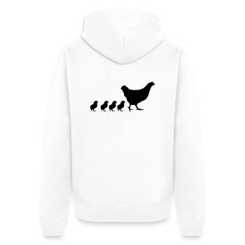 Poule avec sweet 4 poussins Mama - Veste à capuche bio Premium Unisexe - blanc - Dos - Thijin (182cm)