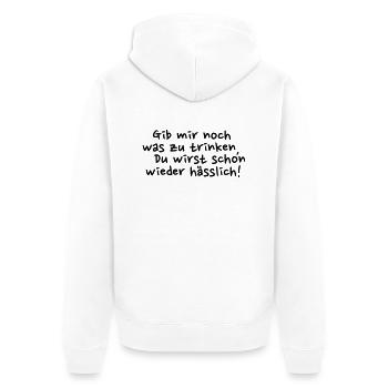 Alkohol - Unisex Premium Bio Zip Hoodie - Weiß - Hinten - Thijin (182cm)
